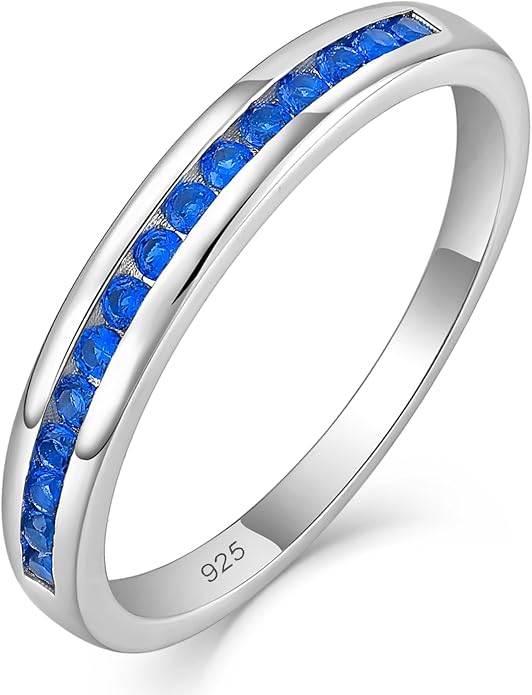 YL Stackable Rings 925 Sterling Silver Halo Birthstone Eternity Bands Jewelry for Women