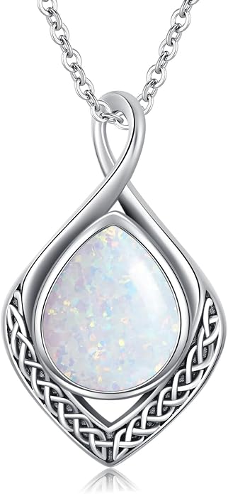 PELOVNY Celtic Knot Necklaces for Women 925 Sterling Silver Gemstone/Birthstone Teardrop Infinity Necklace Irish Celtic Pendant Jewelry Gifts for Mom Daughter Wife