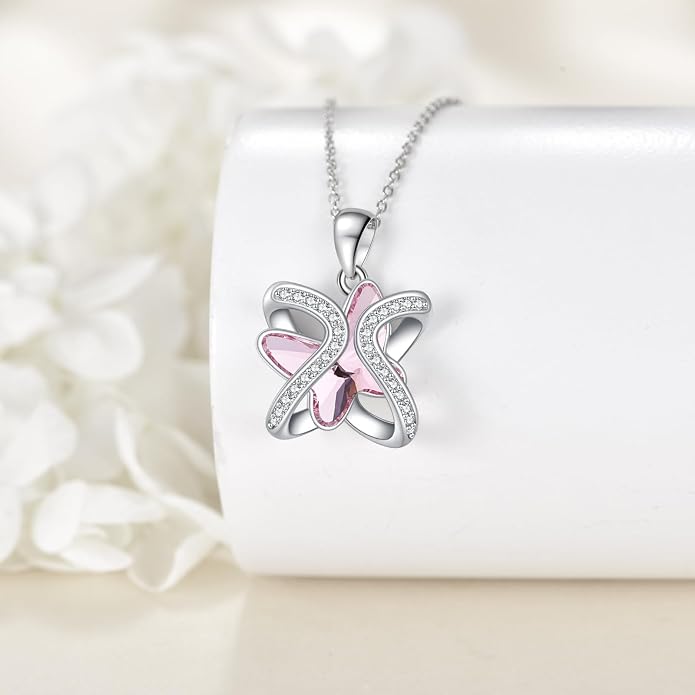 Crystal Necklace 925 Sterling Silver Crystal Pendant Necklace for Women Gift for Women
