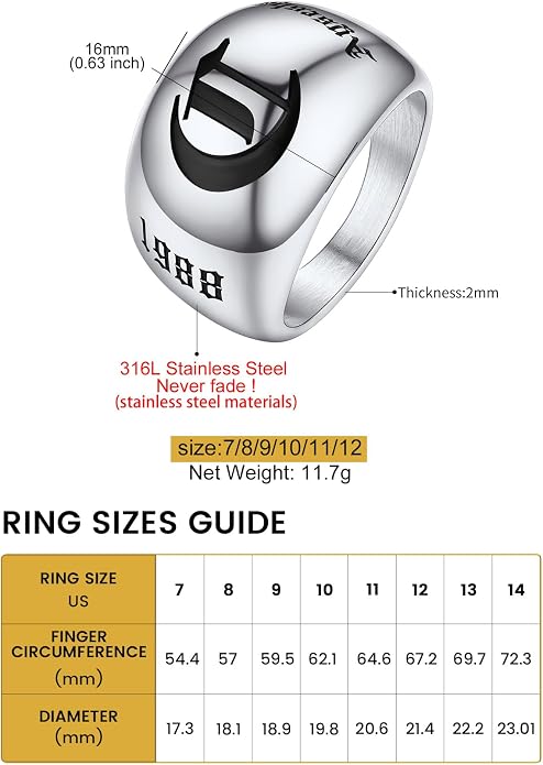 GOLDCHIC JEWELRY Chunky Dome Ring for Women, Stainless Steel Bold Stacking Croissant Statement Ring For Men (Size 7-12, Custom)
