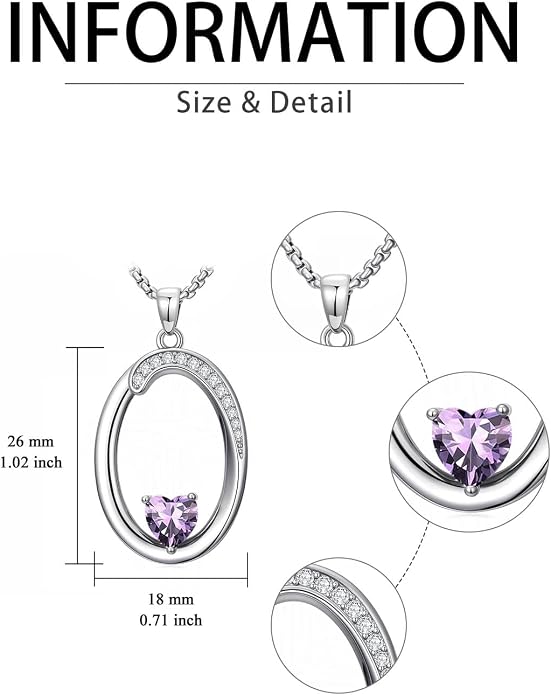Birthday Gifts for Women Alphabet A to Z Initial Birthstone Pendant Necklaces for Women - 18k White Gold Plated Personalized Name Jewelry Anniversary Graduation Gifts for Wife Her Daughter Girlfriend(with Gift Box)