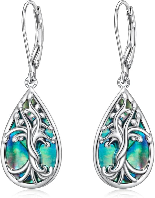 925 Sterling Silver Filigree Dangle Drop Earrings Daisy/Lotus/Rose Flower/Moonstone Leverback Teardrop Earrings for Women Infinity Celtic Knot Daisy Lotus Jewelry for Mothers Day