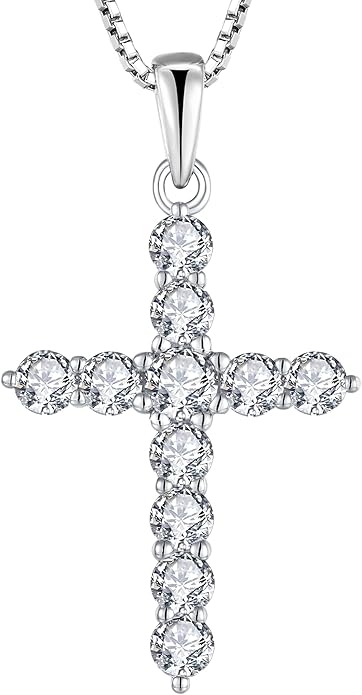 STARCHENIE Cross Necklace Sterling Silver Crucifix Pendant Gemstones Jewelry for Women