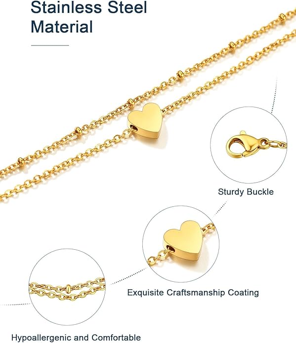 ChainsPro Anklets for Women Waterproof, Adjustable Stainless Steel/ Sterling Silver/14K Gold Plated Ankle Bracelets for Women, Non Tarnish Layered Anklets Beach Jewelry Gifts for Swimming & Daily Wear (Send Gift Box)