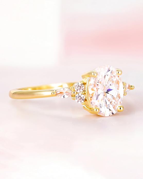 TIGRADE 3CT Engagement Ring Oval Cut Cubic Zirconia Marquise Round CZ Eternity Wedding Band for Women Size 3-12