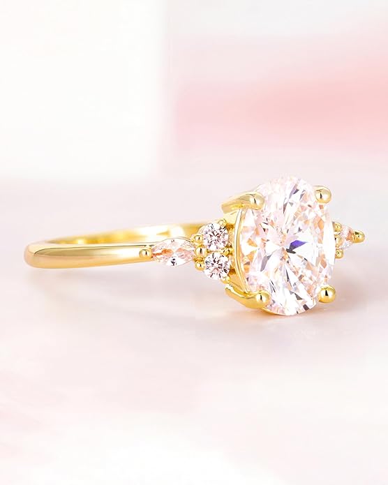 TIGRADE 3CT Engagement Ring Oval Cut Cubic Zirconia Marquise Round CZ Eternity Wedding Band for Women Size 3-12
