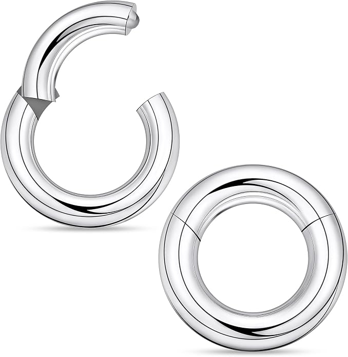 20G-2G ASTM F136 Titanium Septum Nose Rings Hoops Hinged Clicker Segment Septum Lip Nipple Ring Cartilage Tragus Helix Sleeper Earrings Piercing Jewelry for Women Men 6mm-19mm