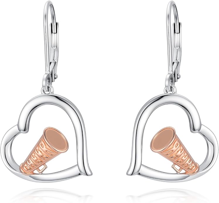 Midari Heart Dangle Earrings 925 Sterling Silver Leverback Drop Earrings Teacher Music Art Jewelry Gifts for Women Students Apple/Guitar/Palette/Note Design