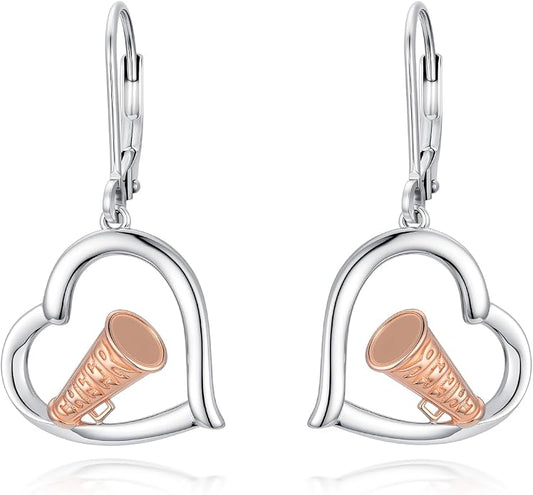 Midari Heart Dangle Earrings 925 Sterling Silver Leverback Drop Earrings Teacher Music Art Jewelry Gifts for Women Students Apple/Guitar/Palette/Note Design