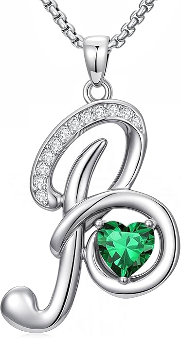 Birthday Gifts for Women Alphabet A to Z Initial Birthstone Pendant Necklaces for Women - 18k White Gold Plated Personalized Name Jewelry Anniversary Graduation Gifts for Wife Her Daughter Girlfriend(with Gift Box)
