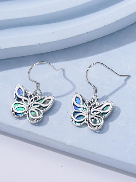 Midari Hummingbird/Butterfly/Lotus Earrings for Women 925 Sterling Silver Abalone Shell Animal Earrings Dangle for Women Abalon Moonstone Jewelry Gifts for Women Mom
