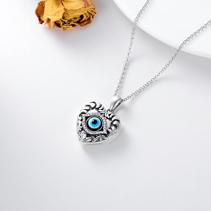 SOULMEET Personalized Silver Locket Necklace That Holds Pictures Photo Keep Someone Near to You, Memorial Custom Lockets Necklaces Letters Engraving for His Her