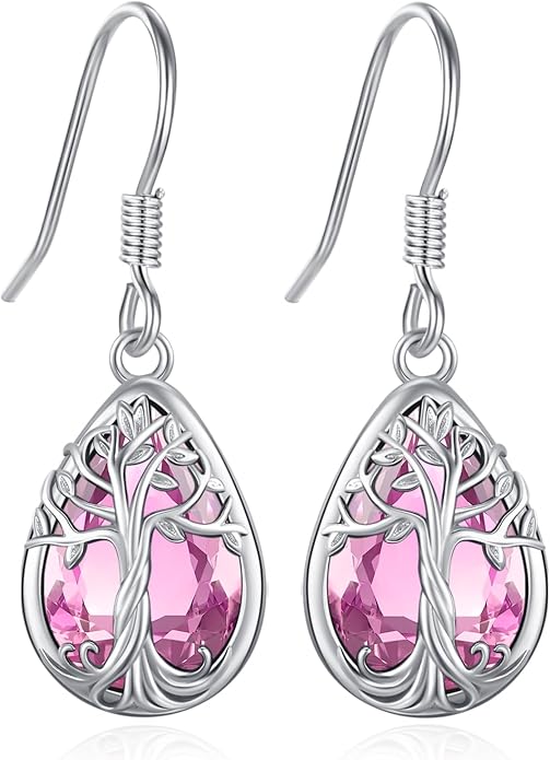 Eusense Sterling Silver Dangle Earrings for Women Tree of Life Animals Moonstone Turquoise Leverback Earrings Jewelry Gifts