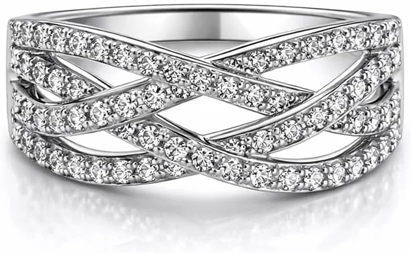 Statement Micro Pave CZ Wide Band Ring for Women, 18K Gold Plated Brass, Layered Sparkle Anniversary Band, Hypoallergenic Jewelry Gift