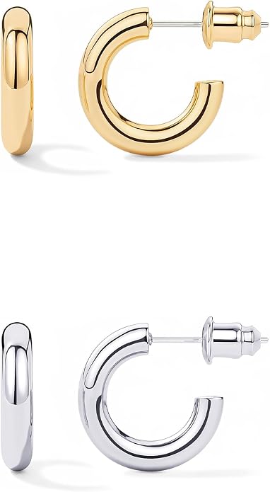 14K Gold-Plated, Lightweight, Open Hoop Earrings For Women