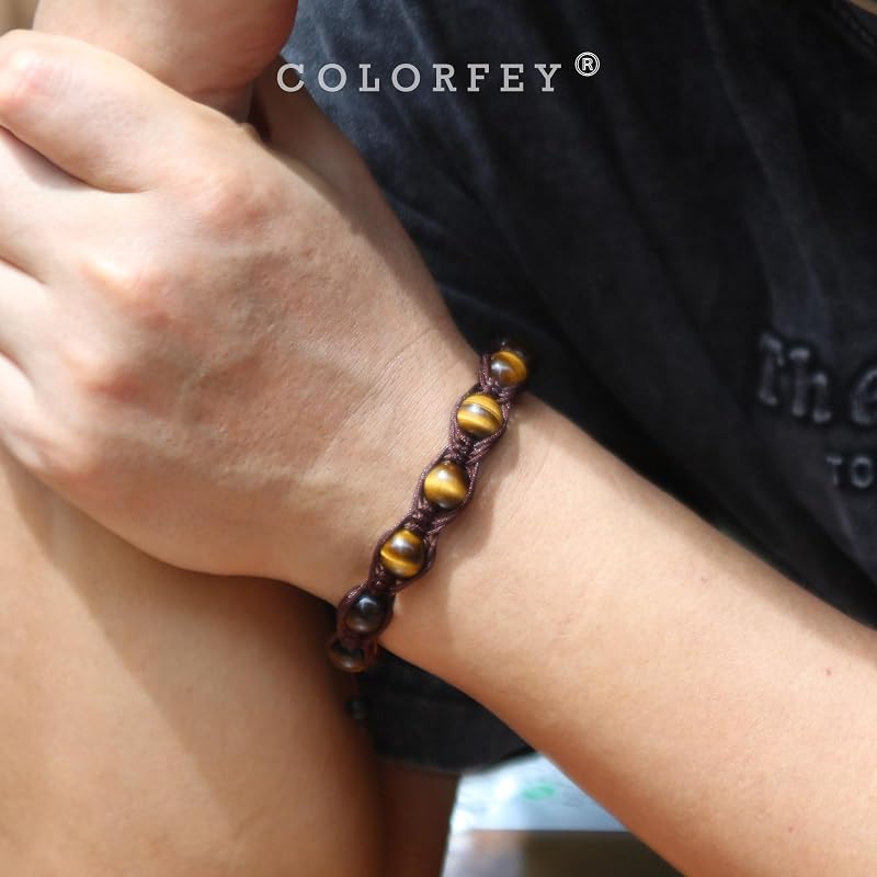 Healing Crystal Tiger Eye Bracelet for Men Women, Premium Handcrafted Real Tiger Eye Beaded Bracelet 10mm, Genuine Men Beaded Bracelets Natural Stone Bracelets for Men Handmade Gifts for Him