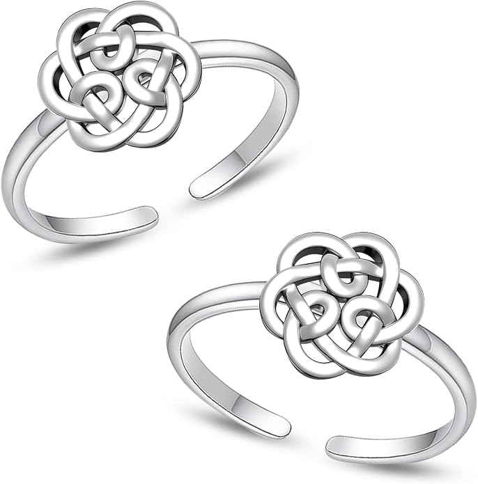 LeCalla 925 Sterling Silver Toe Ring for Women | Minimalistic Adjustable Pair of Toe-Rings | Mid Finger Bichhiya | Indian Toe Rings | Summer Beach Bare Foot Foot Jewelry