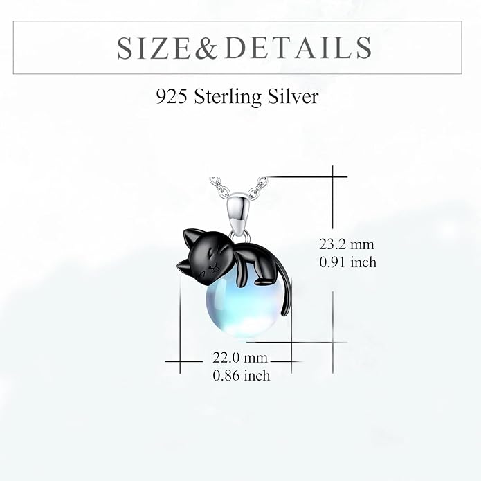 Cat Necklace Sterling Silver Cat Zircon Pendant Gothic Jewelry for Women Animal Lovers Gifts