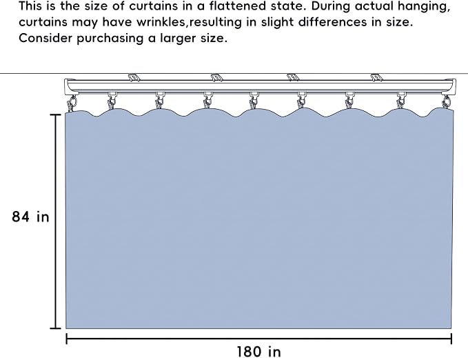 Room Divider Ceiling Mounted Curtains Track Sets Extra Wide Blackout Curtain Flexible Tracks for Bedroom Privacy Partition Separator, 1 Panel Light Grey Drape and White Rail, W15 x H7ft