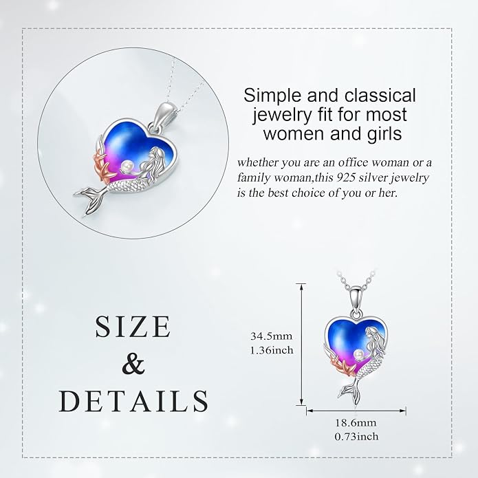 KQF Dragonfly/Butterlfy/Cat/Jellyfish/Bunny/Axolotl/Bee/Mermaid/Hummingbird/Elephant Necklace for Women Sterling Silver Moonstone Pendant Necklace Dragonfly Jewelry Gifts for Women