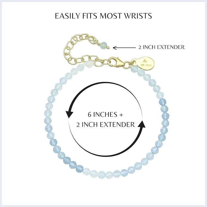 Faceted Bracelet for Women, Certified 925 Sterling Silver with 18K Gold Vermeil Healing Crystal Bracelets for Women - Crystals and Healing Stone Bracelet Women Jewelry for Gift
