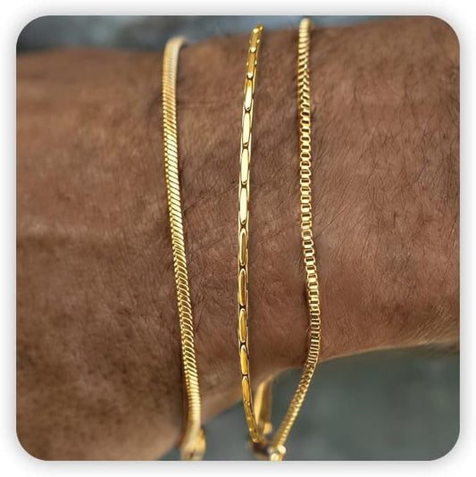Mens Bracelet - Dainty Gold/Silver Chain Bracelet Stack 14K Gold Plated Silver Bracelets for Men Stainless Steel Adjustable Cross Charm Cuban Link Bracelet Snake Jewelry Set to Men Dad Birthday Day