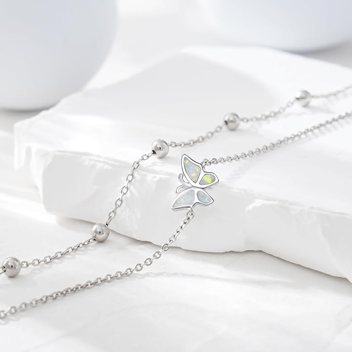 CHIC & ARTSY 925 Sterling Silver Ankle Bracelets for Women, Adjustable Layered Foot Chains with Nature & Symbol Charms, Lightweight Comfort Fit Boho Beach Everyday Jewelry