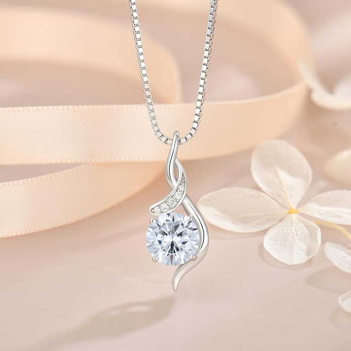 Women‘s Birthstone Pendant Necklace S925 Sterling Silver Imitation Diamond Infinity Necklace Jewelry Gift for Her