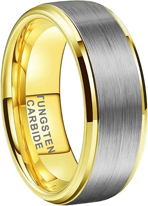 TUTISS 6mm 8mm Tungsten Rings for Men Women Fashion Engagement Wedding Bands Brushed Finish Stepped Beveled Edges Comfort Fit