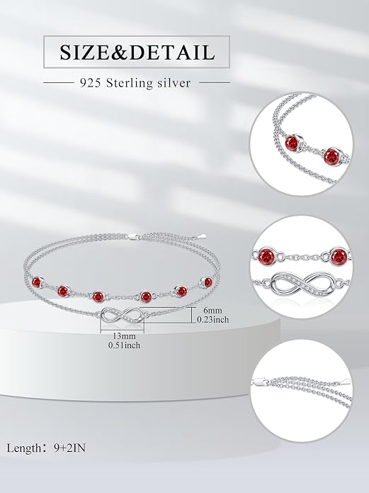 Dorunmo Anklet Bracelets For Women 925 Sterling Silver Birthstone/Infinity/Butterfly/Evil Eye/Turtle/Pineapple/Starfish/Heart Anklets Bracelets Jewelry Gifts for Women