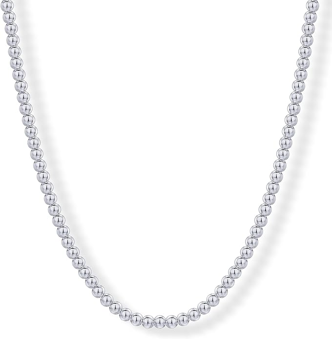 PAVOI 14K Gold Plated Small Bead Ball Chain Necklace for Women - Adjustable Dainty Gold Beaded Necklace - Trendy Choker Chain Layering Jewelry