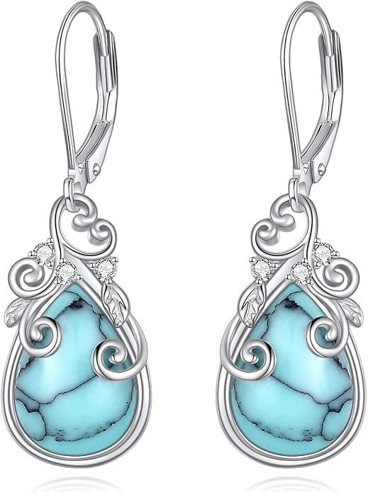 POPLYKE Celtic Filigree Teardrop Drop Dangle Earrings Sterling Silver Leverback Earrings Jewelry for Women