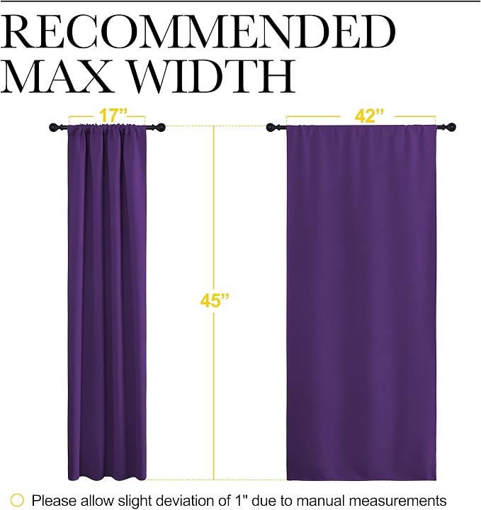 NICETOWN Blackout Purple Curtains for Living Room - Thermal Insulated Solid Rod Pocket Blinds for Bedroom Decor (Royal Purple, Set of 2 Panels, 42 x 45 Inch)