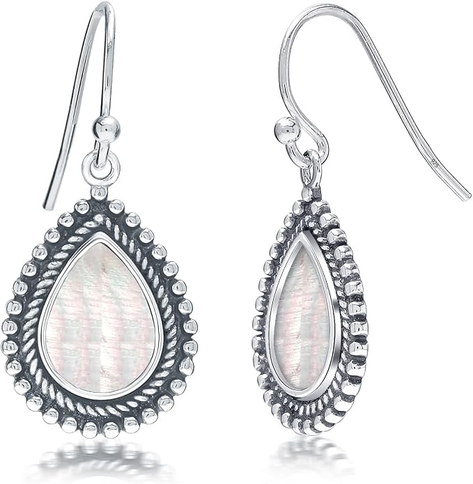 Charmsy 925 Sterling Silver Light-Weight Antique Filigree Teardrop Drop Earrings for Women