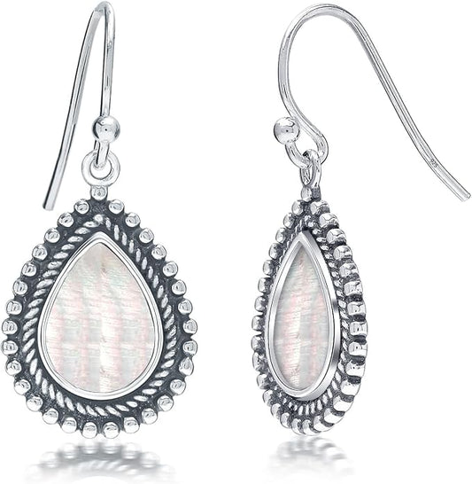 Charmsy 925 Sterling Silver Light-Weight Antique Filigree Teardrop Drop Earrings for Women