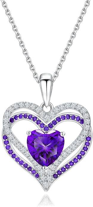 Anniversary Charm Necklace, Sterling Silver 14K Gold Plated Chain with Interlocking Heart Pendant Elegant Birthstone Necklaces for Women, Length 18"