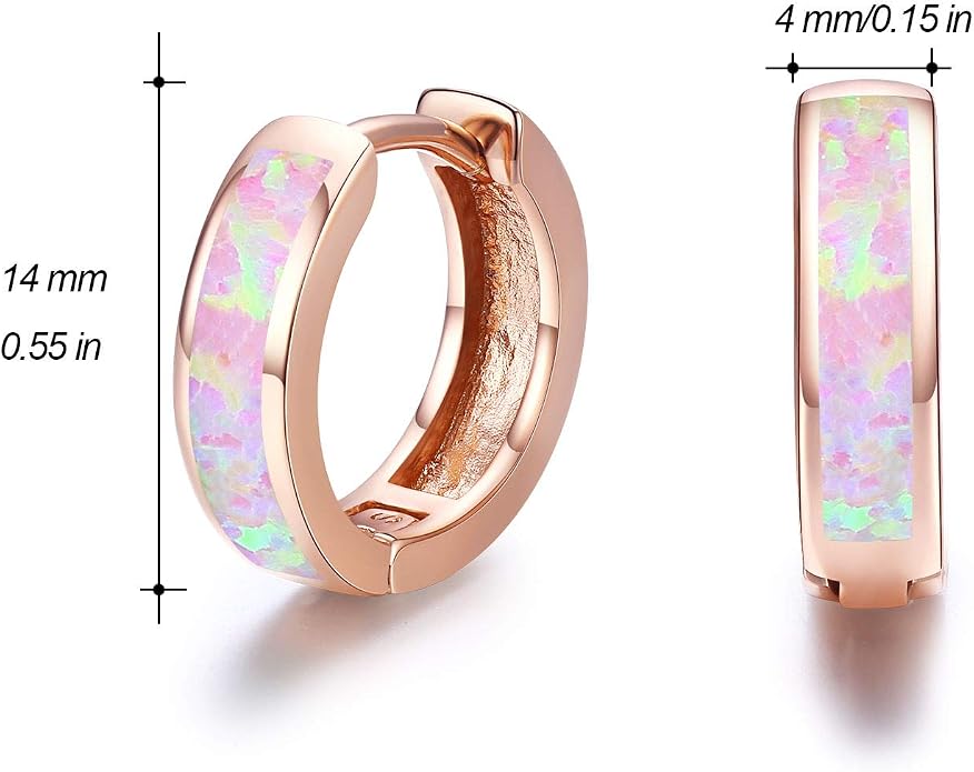 CUOKA MIRACLE 925 Sterling Silver Opal Hoop Earrings for Women - Opal Hinged Huggie Hoops, Hypoallergenic Small Hoop Earrings for Sensitive Ears, Dainty Everyday Jewelry Birthday Christmas Gift