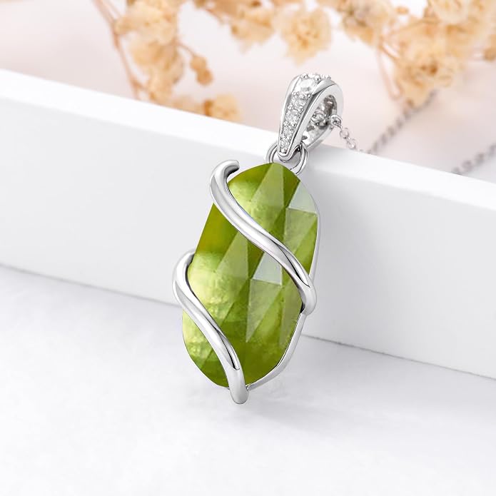 HPQQ Necklace for Women 925 Sterling Silver Dainty Gemstone Pendant Fine Jewelry Birthday Mothers Day Gifts for Mom Wife Her