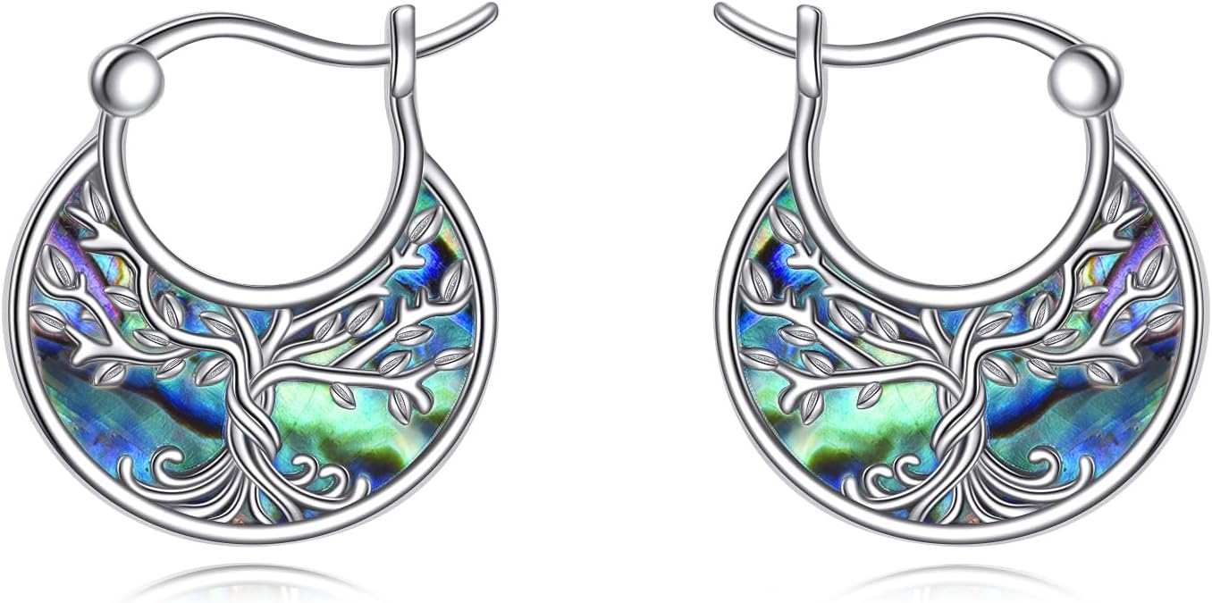 Tree of Life/Sunflower/Mountain/Daisy/Flower/Dragonfly/Butterfly/Earrings 925 Sterling Silver Hoop Earrings for Women