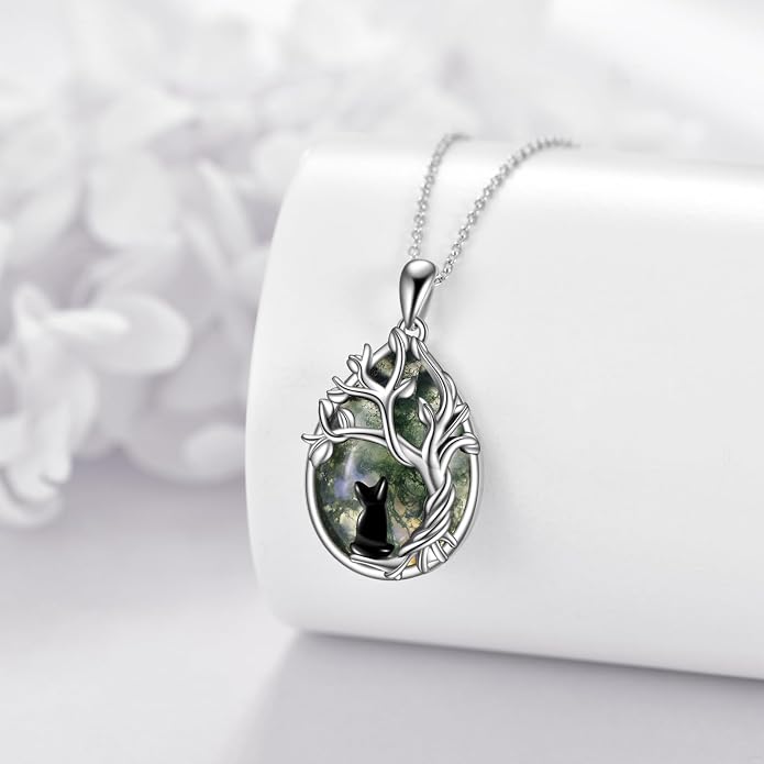 POPLYKE Sterling Silver Gemstone Teardrop Pendant Necklace Crystal Jewelry for Women