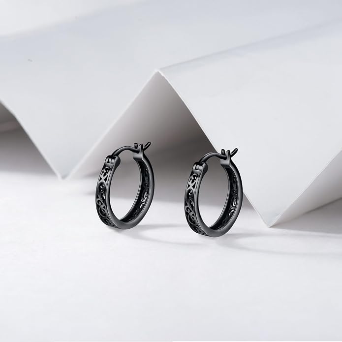 Sterling Silver Hoop Earrings Small Hoop Sun/Leaf/Triangle Huggie Earrings for Women Hypoallergenic