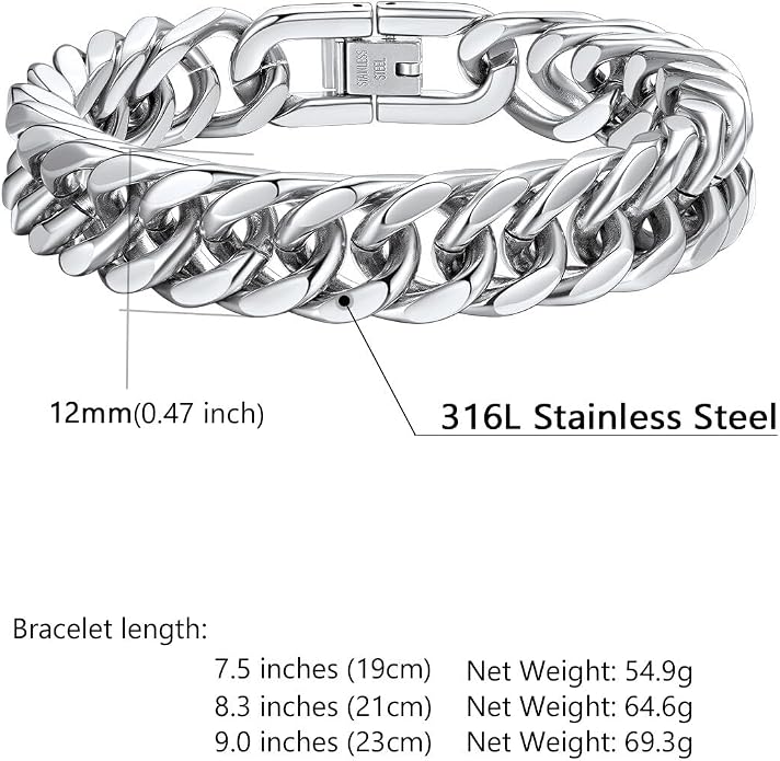 Supcare Unique Anniversary Birthday Valentines Fathers Day Stainless Steel Cuban Link Bracelets for Men Him, To My Man Dad Husband Love Always Remember Wrist Chain Bracelet Jewelry Gifts