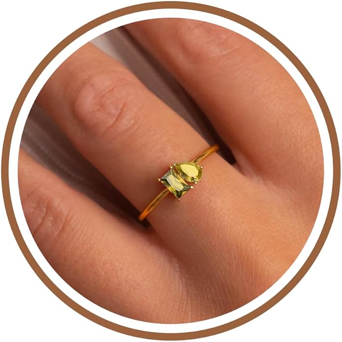 Birthstone Rings for Women, Non Tarnish Gold Rings 2026 Graduation Gifts Birthday Gift Trendy Teen Girl Stuff Dainty 14K Plated Adjustable CZ Stacking Promise Ring Anniversary Jewelry for Friend Sister Girlfriend Daughter