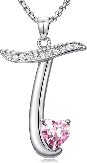 Birthday Gifts for Women Alphabet A to Z Initial Birthstone Pendant Necklaces for Women - 18k White Gold Plated Personalized Name Jewelry Anniversary Graduation Gifts for Wife Her Daughter Girlfriend(with Gift Box)