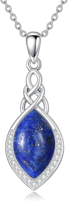 PELOVNY Celtic Knot Necklaces for Women 925 Sterling Silver Gemstone/Birthstone Teardrop Infinity Necklace Irish Celtic Pendant Jewelry Gifts for Mom Daughter Wife