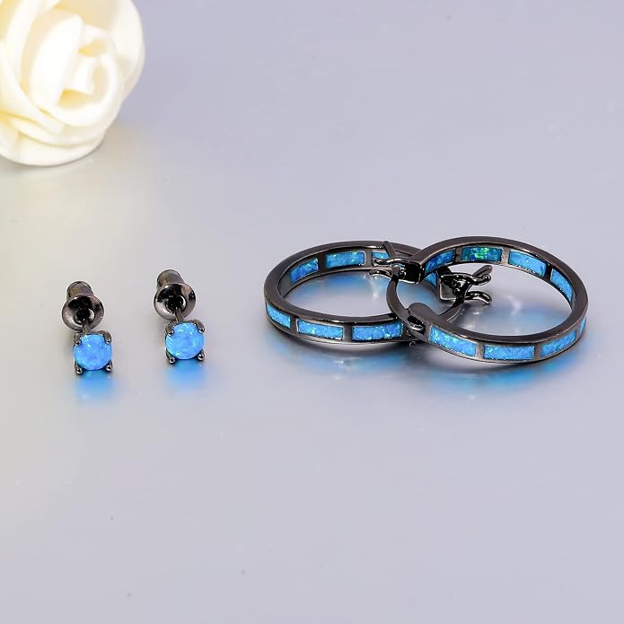 CiNily Sterling Silver/Rose Gold/Yellow Gold Plated Hoop Earrings 20mm,Multicolor Opal Small Hoop Earrings for Women Girls Hypoallergenic Jewelry for Sensitive Ears Gemstone Earrings