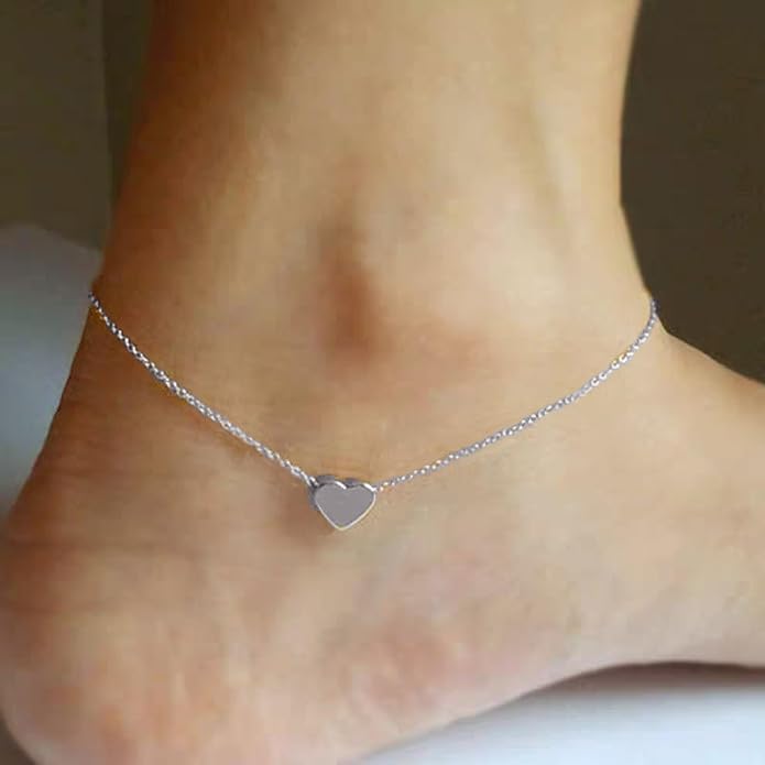 Gold Anklets Bracelets for Women,925 Sterling Silver Waterproof Dainty Heart Anklet Snake Chain Link 14K Gold Plated Non Tarnish Ankle Chain Summer Beach Foot Jewelry Graduation Wedding Gifts
