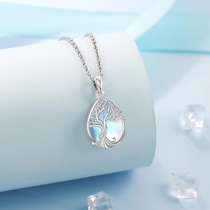 Odinstone Tree of Life Necklace, Sterling Silver Pendant for Women Family Tree Necklaces Jewelry for Mom/Wife/Grandma(With Fine Gift Box)