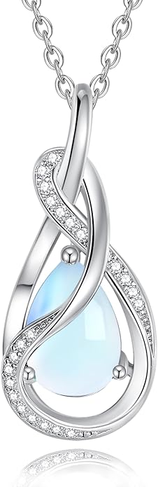 FANCIME TimelessTie Birthstone Necklace for Women White Gold Plated Sterling Silver Ribbon Design Jewelry Knot Pendant Fine Jewelry Gemstone Anniversary Birthday Graduation Mothers Day Gifts for Women Wife Mother Her