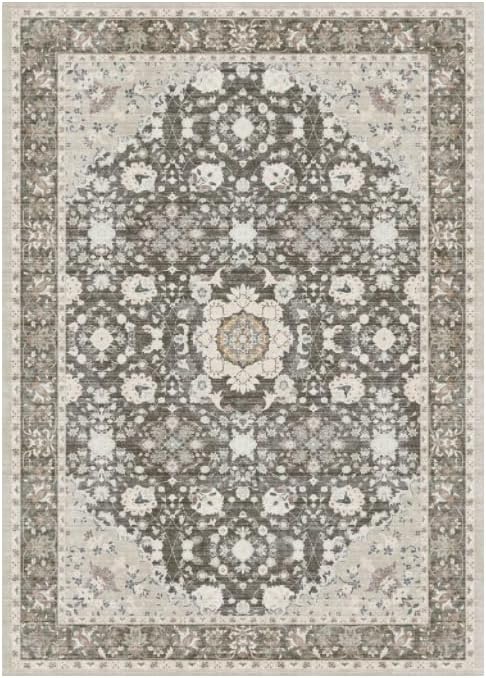 Lessymo Washable Area Rug for Living Room,8x10 Brown Large Rugs with Non-Slip Backing,Soft Boho Carpets for Bedroom Dining Room Nursery Home Office